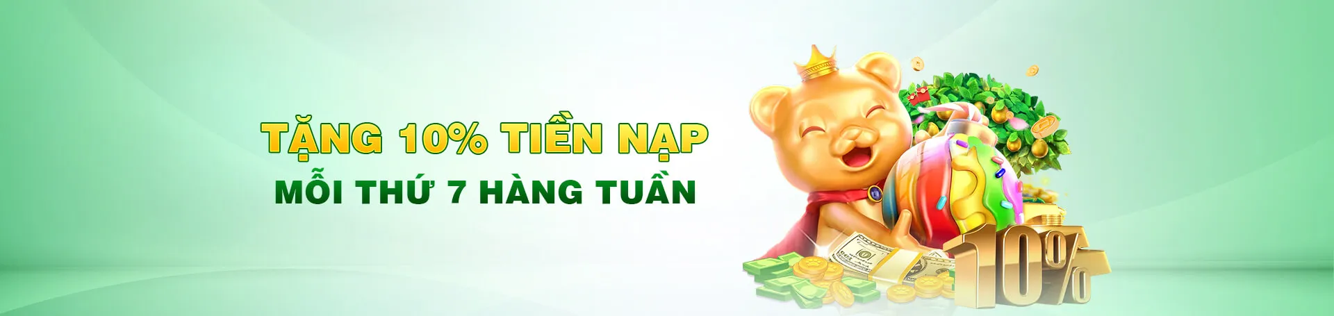 tặng 100% tiền nạp vào thứ 7 mỗi tuần
